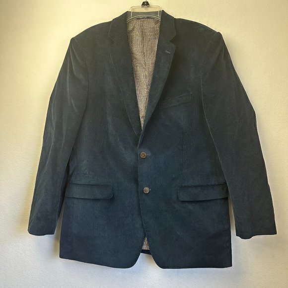 Saddlebrook blazer men 42 R blue corduroy 2 button cuff 4 button cotton workwear - Picture 1 of 6